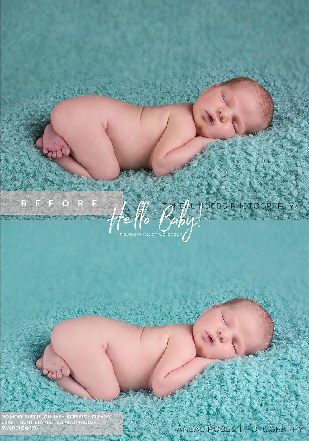 一键将婴儿宝宝照片自动调色磨皮润肤美图PS动作