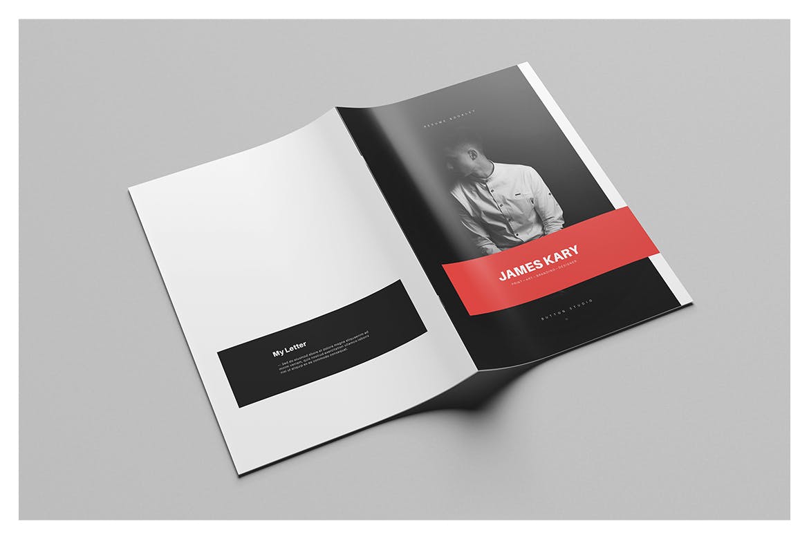 经典红黑配色高端时尚个人简历画册宣传册VI设计模板