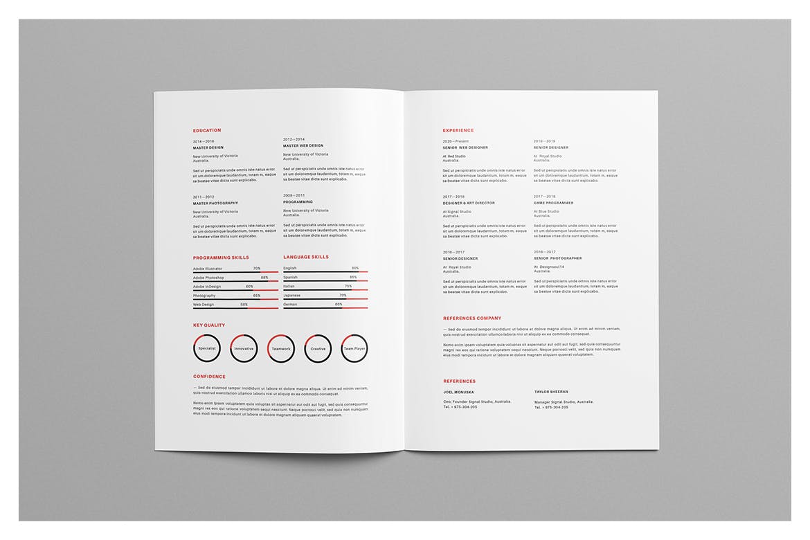 经典红黑配色高端时尚个人简历画册宣传册VI设计模板