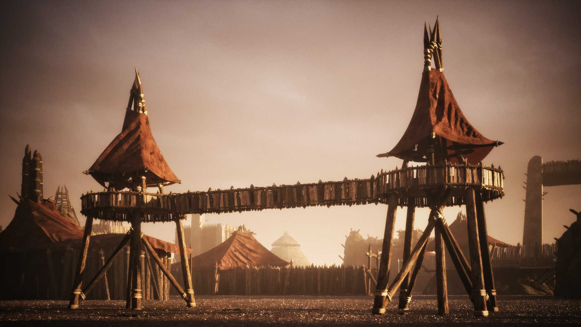 野蛮原始部落游戏风格建筑模型原始建筑C4D素材