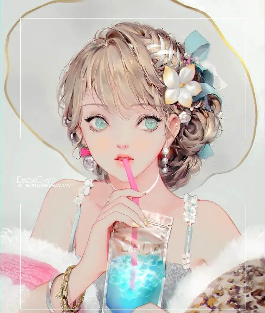 插画大神DADACHYO插画合集+教程+笔刷素材包！画风也太仙儿了吧！