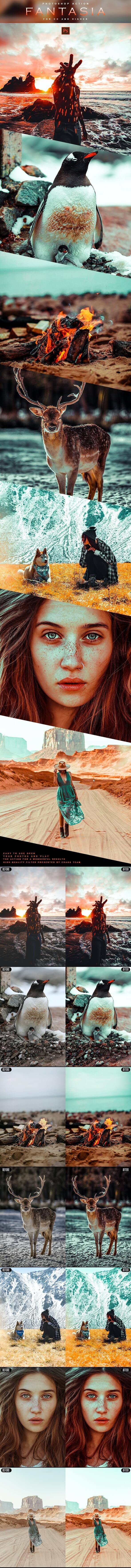 一键让你的照片变蓝绿色滤镜效果PS动作