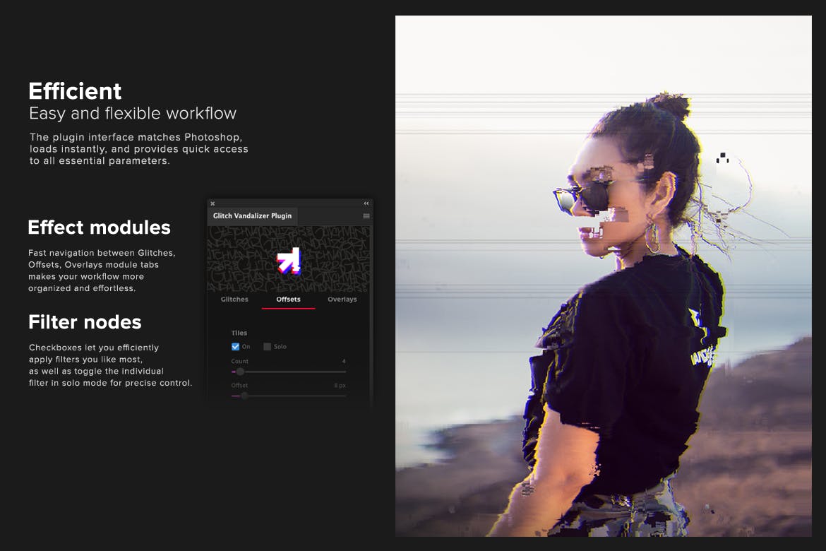 轻松生成抖音数字失真效果PS插件动作素材合集