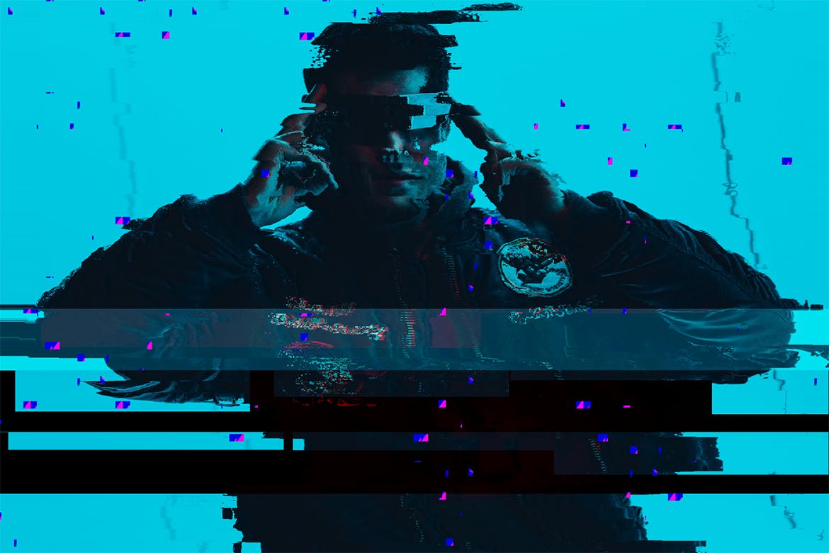 轻松生成抖音数字失真效果PS插件动作素材合集