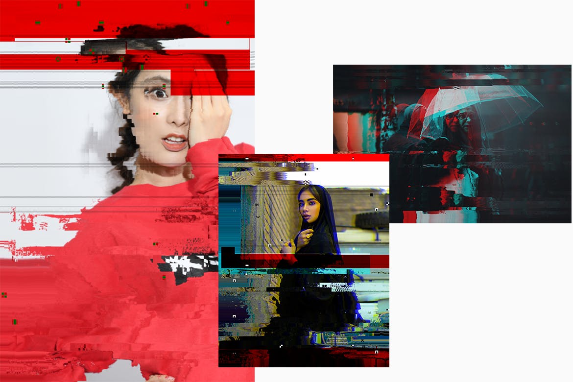 轻松生成抖音数字失真效果PS插件动作素材合集