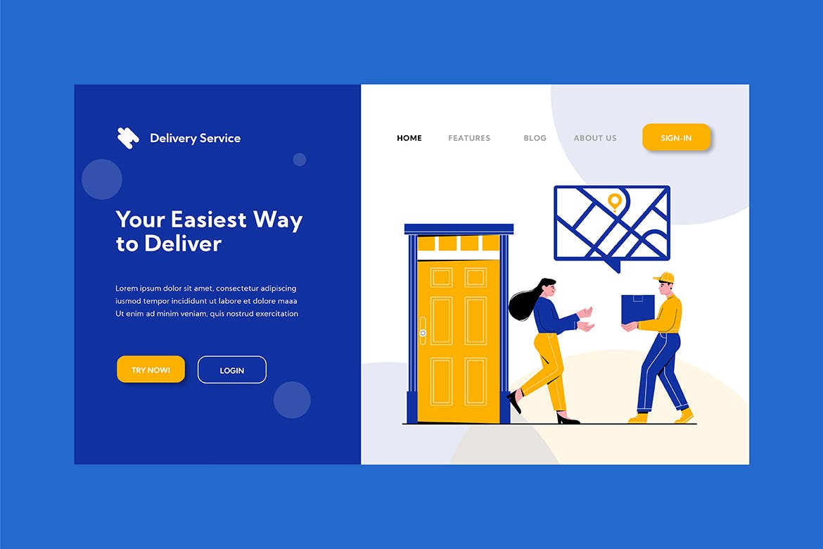 高品质送货快递物流登录页面banner海报插画设计素材