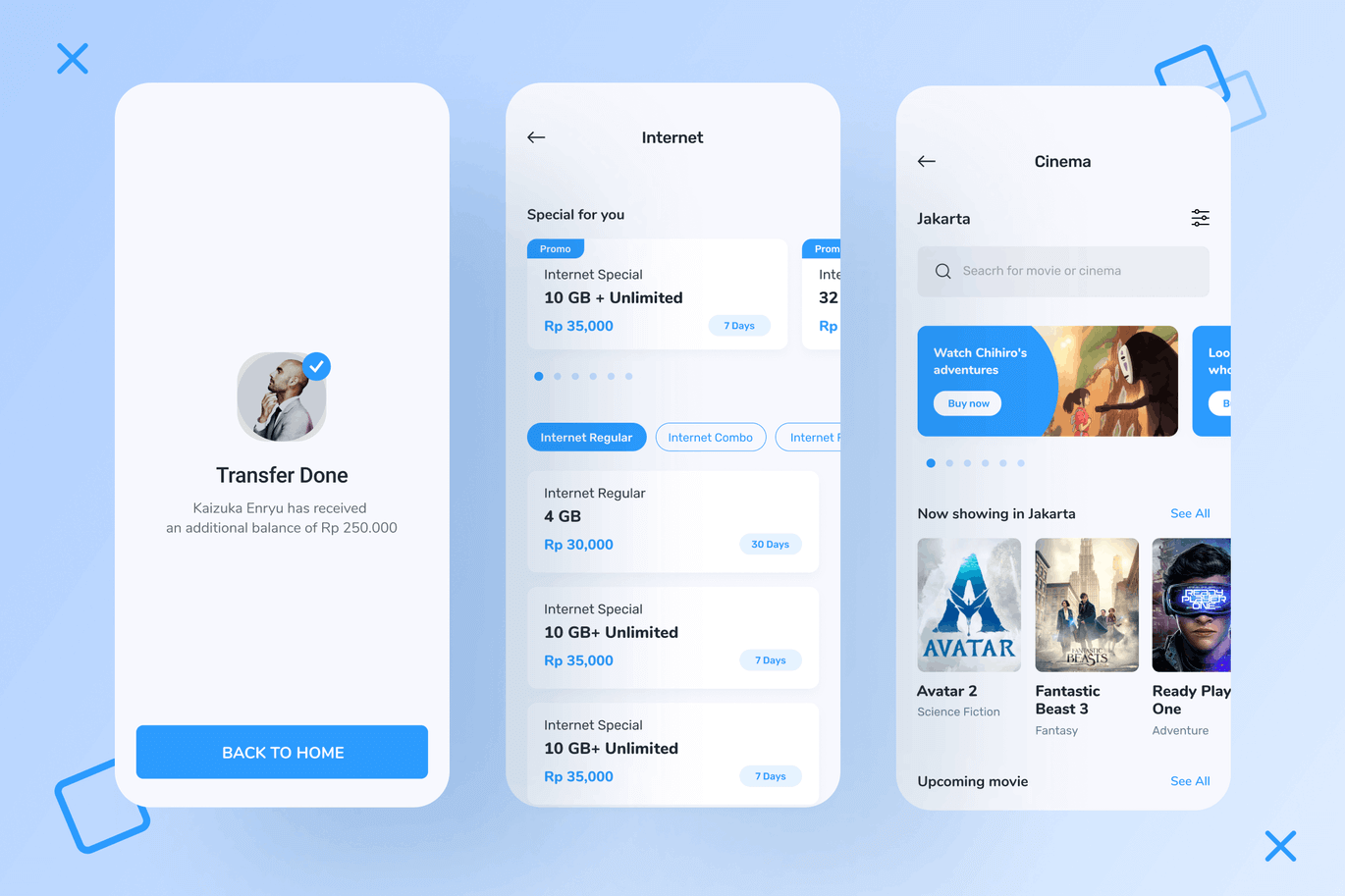 高品质蓝色移动手机钱包微信支付宝余额APP UI KIT素材