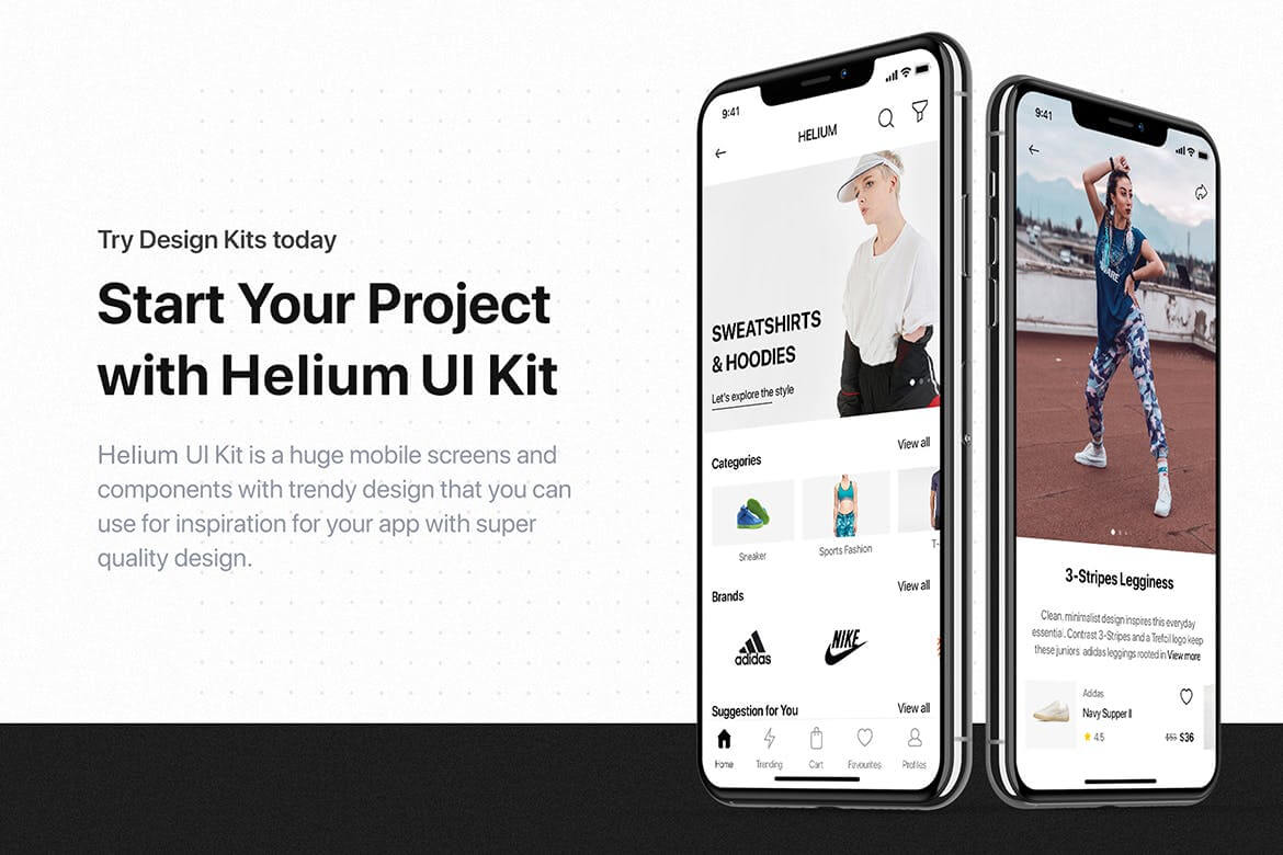 一套黑白色调时尚电商APP UI KIT
