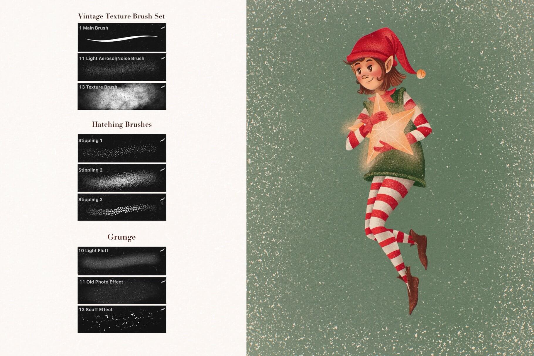 一套复古唯美的纹理Procreate笔刷素材包