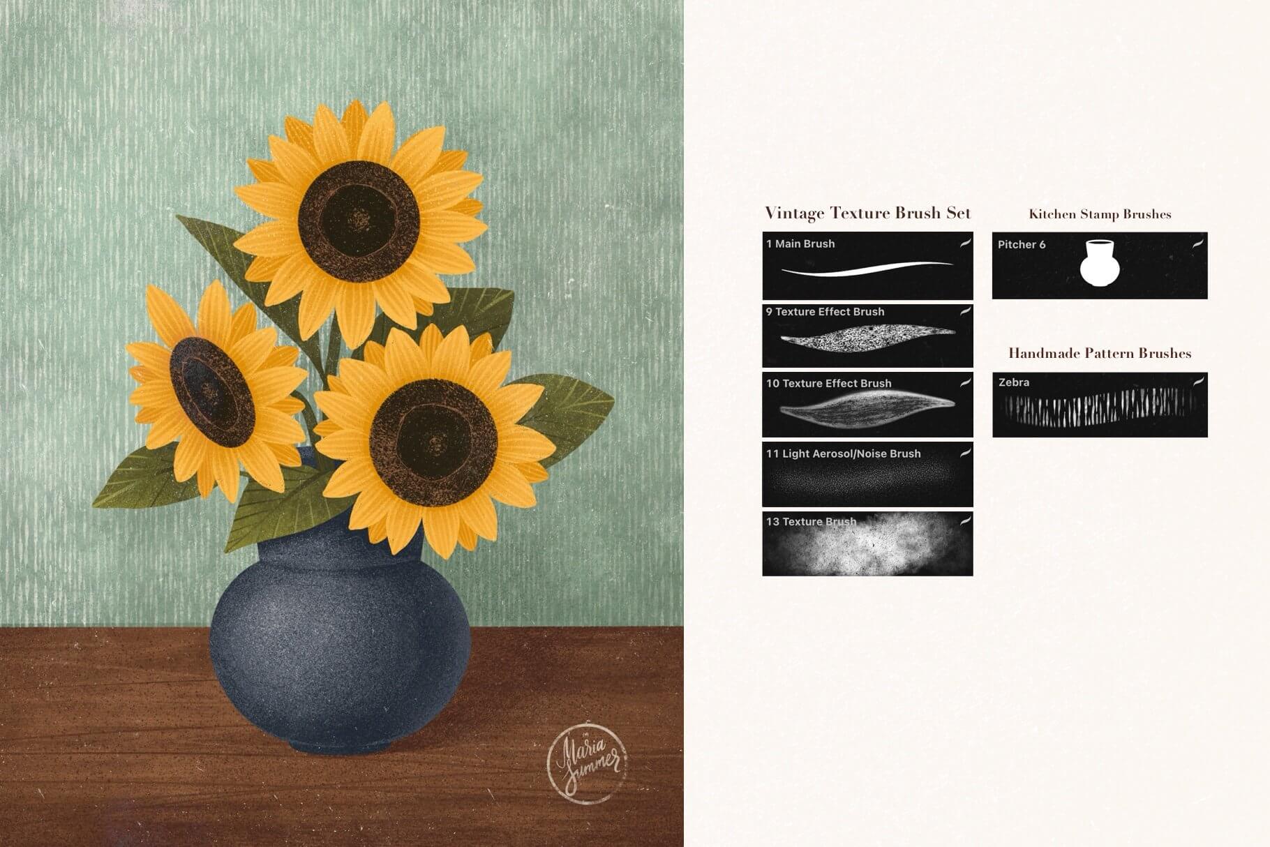 一套复古唯美的纹理Procreate笔刷素材包