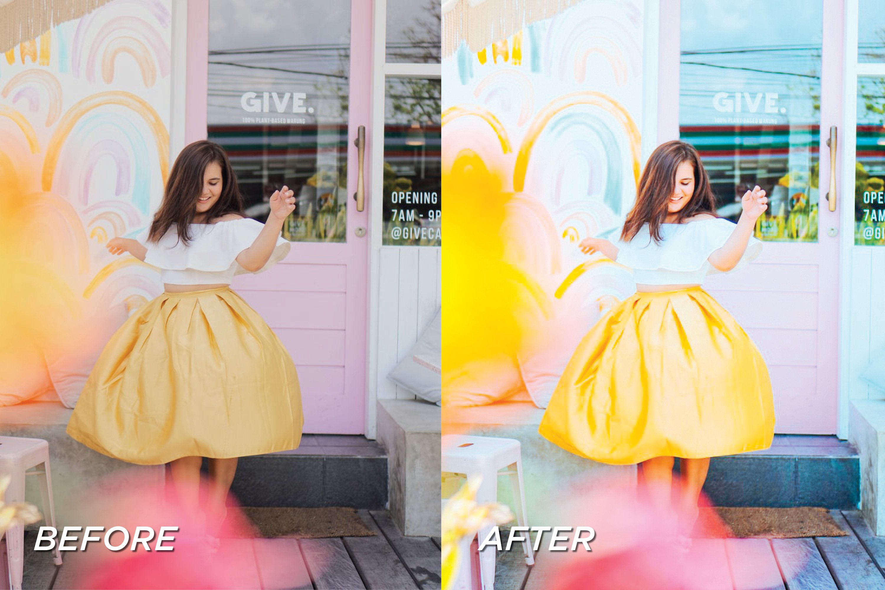 5种风格充满活力的黄颜色滤镜色调Lightroom预设