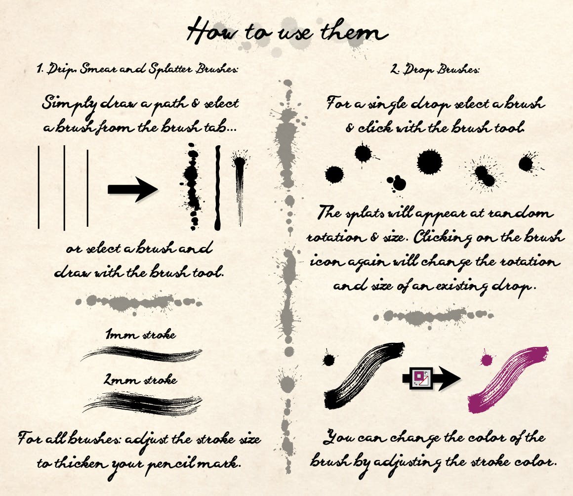 时尚高端中国风毛笔字书法水墨风格的illustrator笔刷