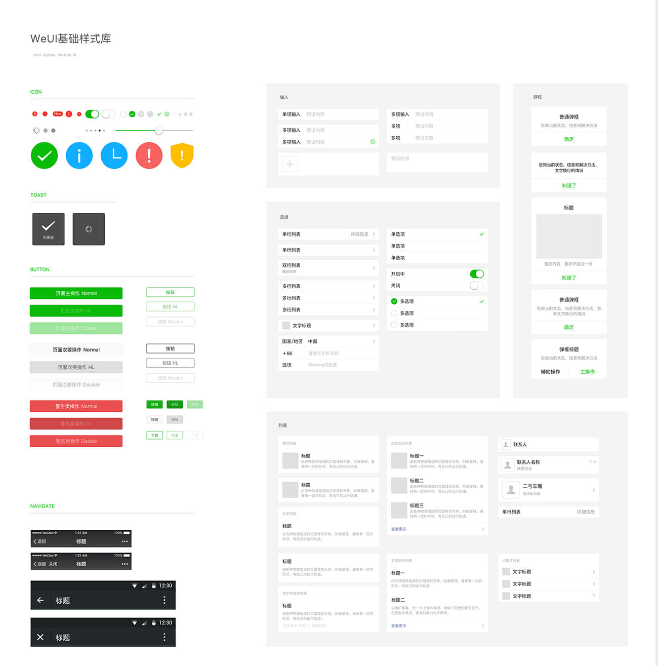 一套完整的微信小程序UI KIT组件库+PRD文档