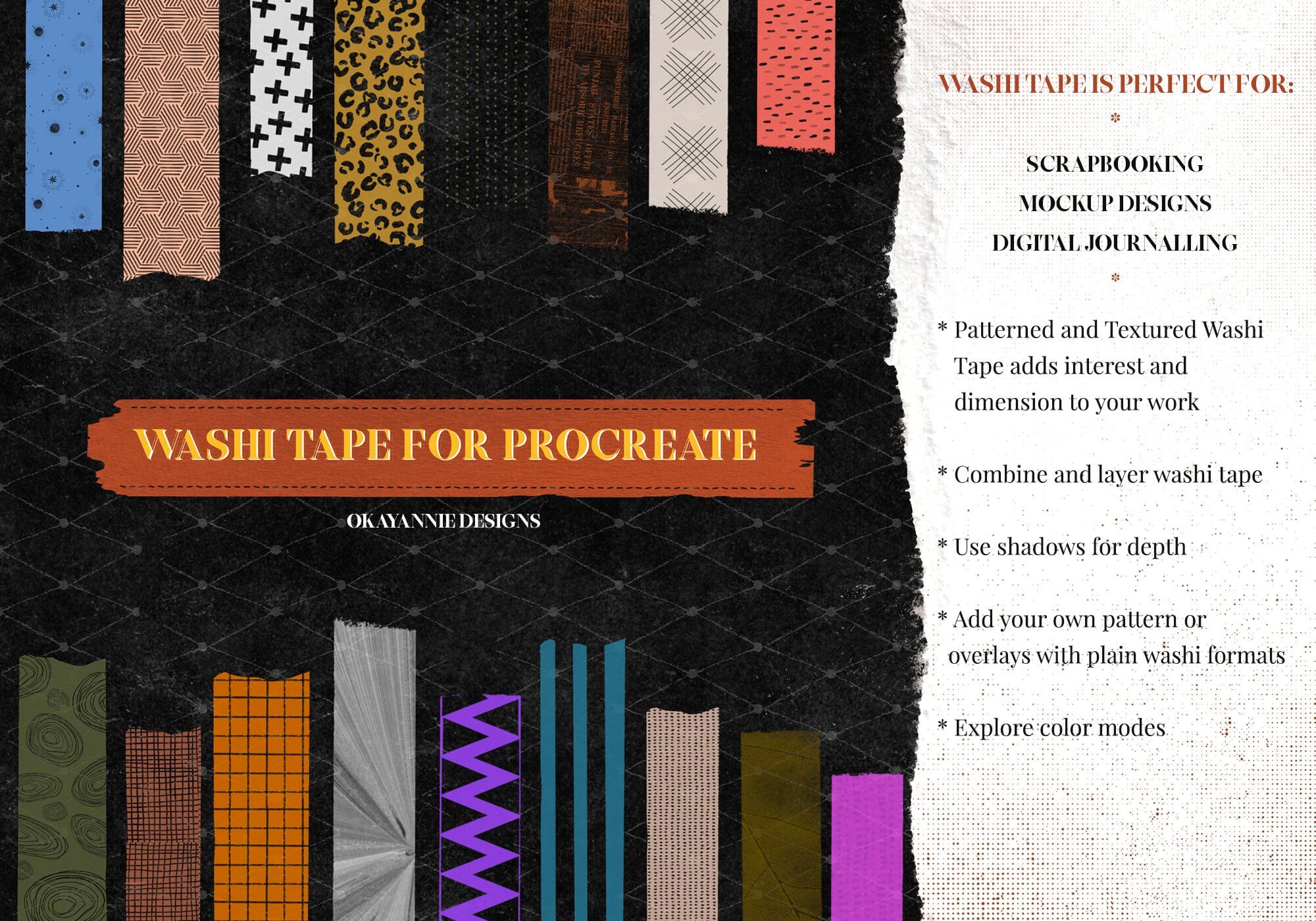 200+装饰纸胶带Procreate笔刷素材包