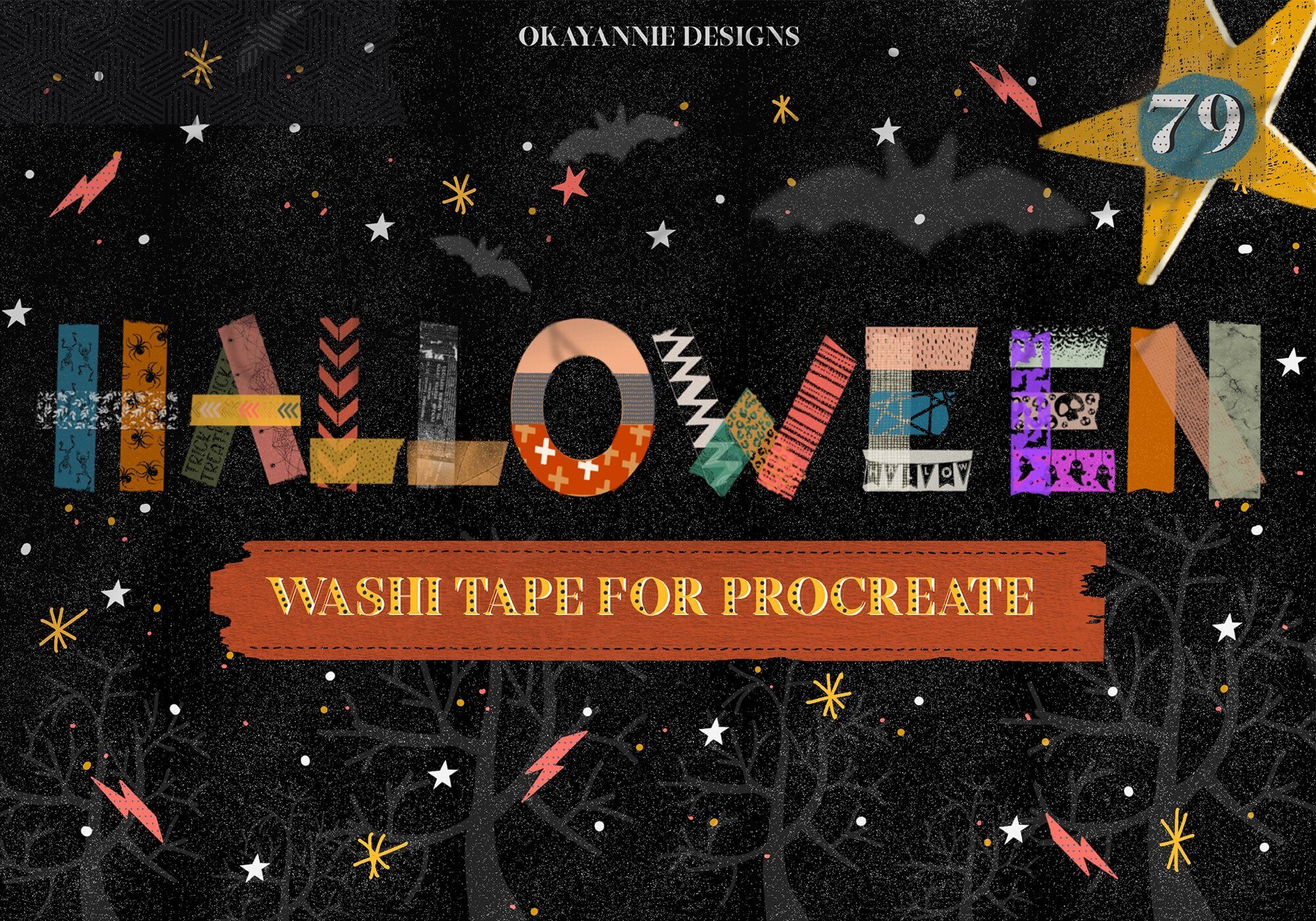 200+装饰纸胶带Procreate笔刷素材包