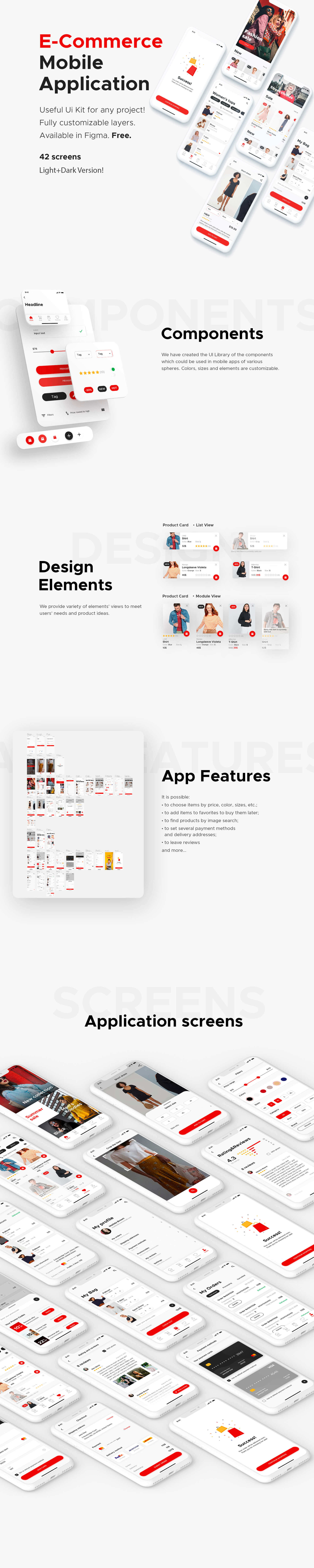 总共42个完整移动电商手机APP UI页面素材包（Figma）