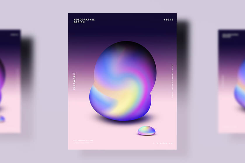 13个时尚抽象彩色渐变质感科技星球版式海报PSD设计素材模板