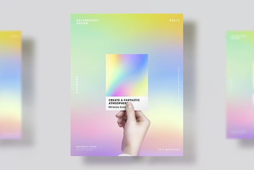 13个时尚抽象彩色渐变质感科技星球版式海报PSD设计素材模板