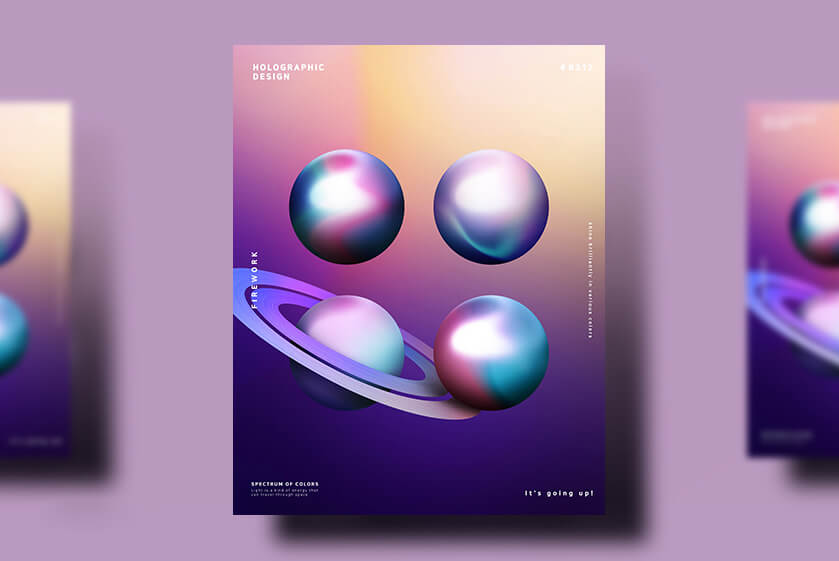 13个时尚抽象彩色渐变质感科技星球版式海报PSD设计素材模板