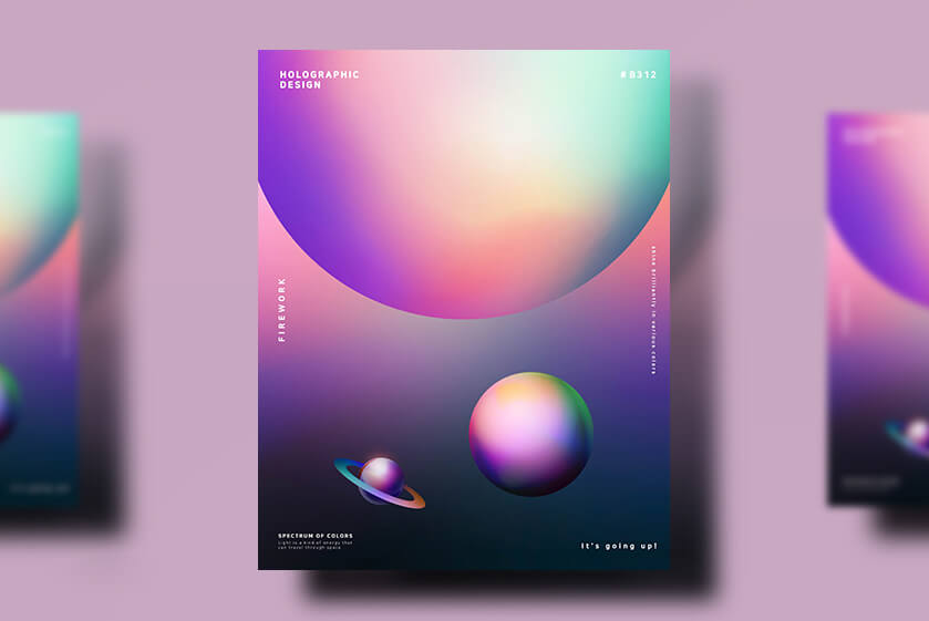 13个时尚抽象彩色渐变质感科技星球版式海报PSD设计素材模板