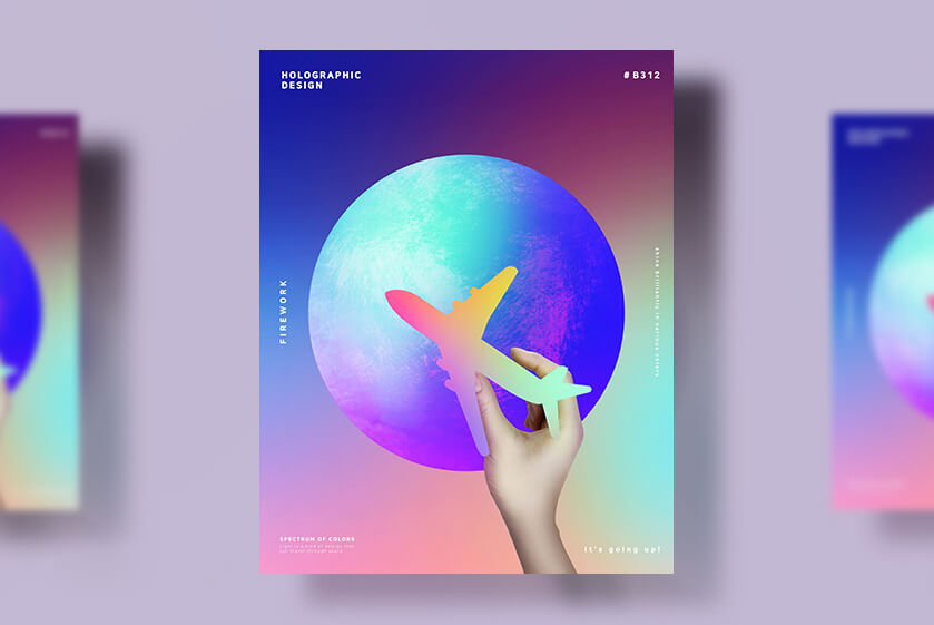 13个时尚抽象彩色渐变质感科技星球版式海报PSD设计素材模板