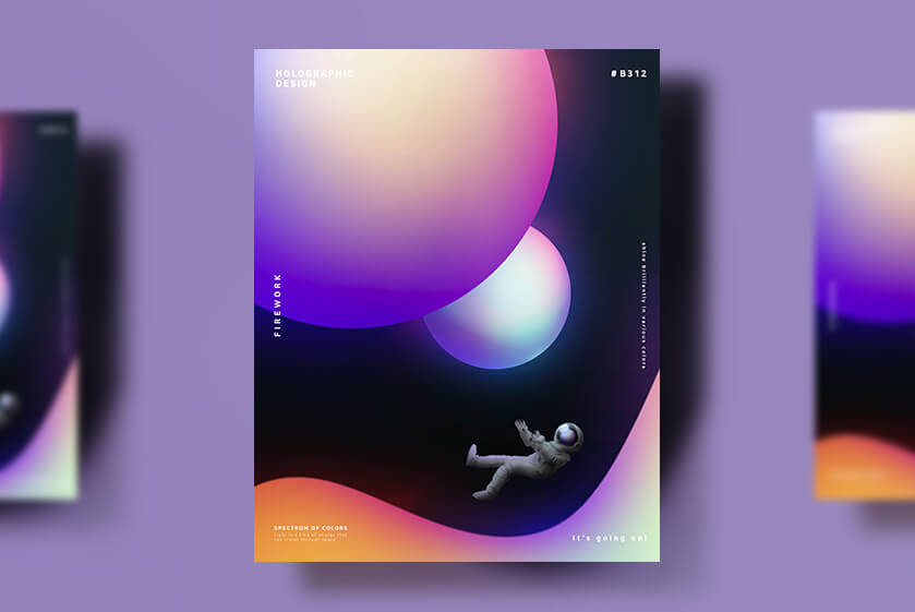 13个时尚抽象彩色渐变质感科技星球版式海报PSD设计素材模板