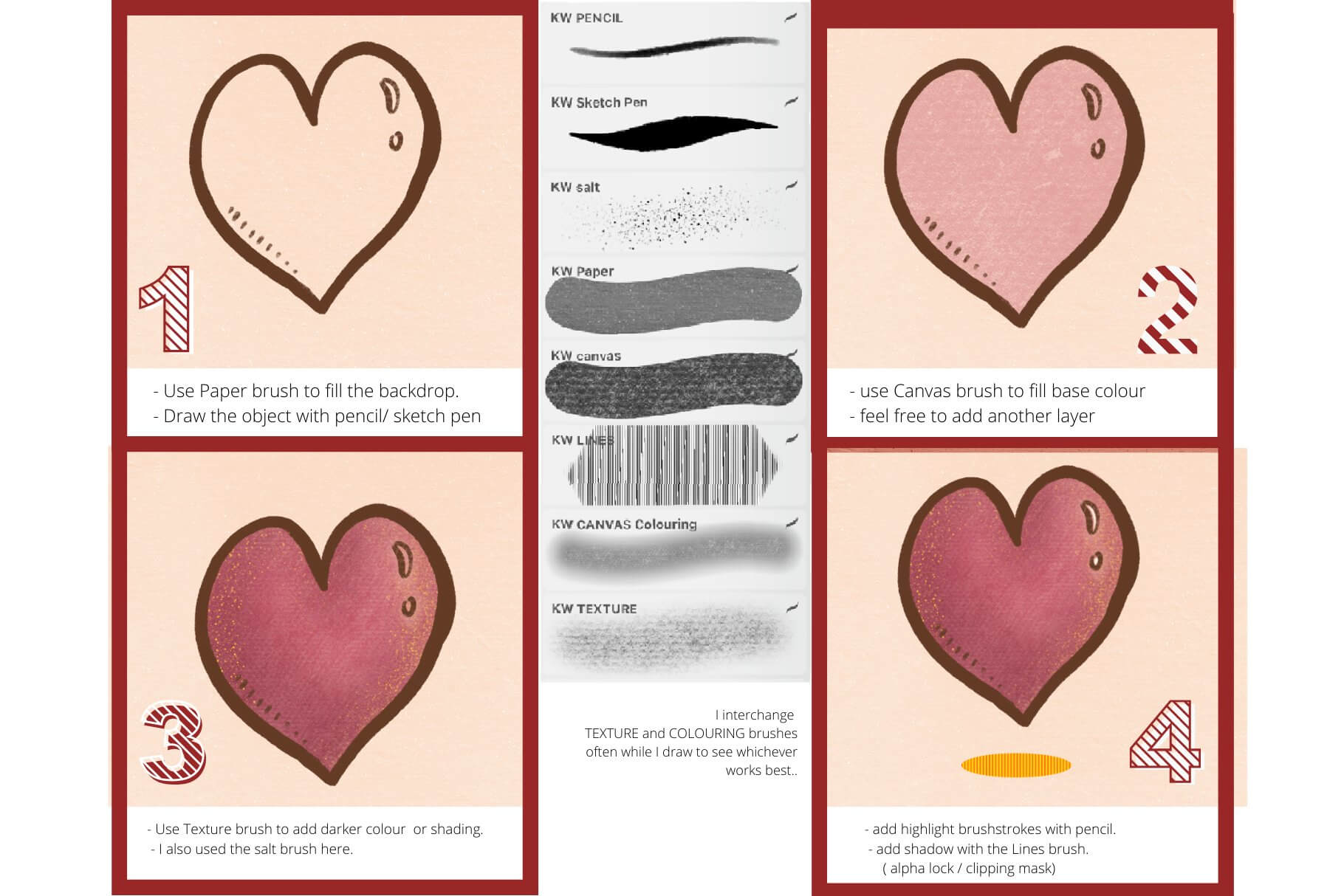 复古优雅水彩Procreate插画笔刷素材