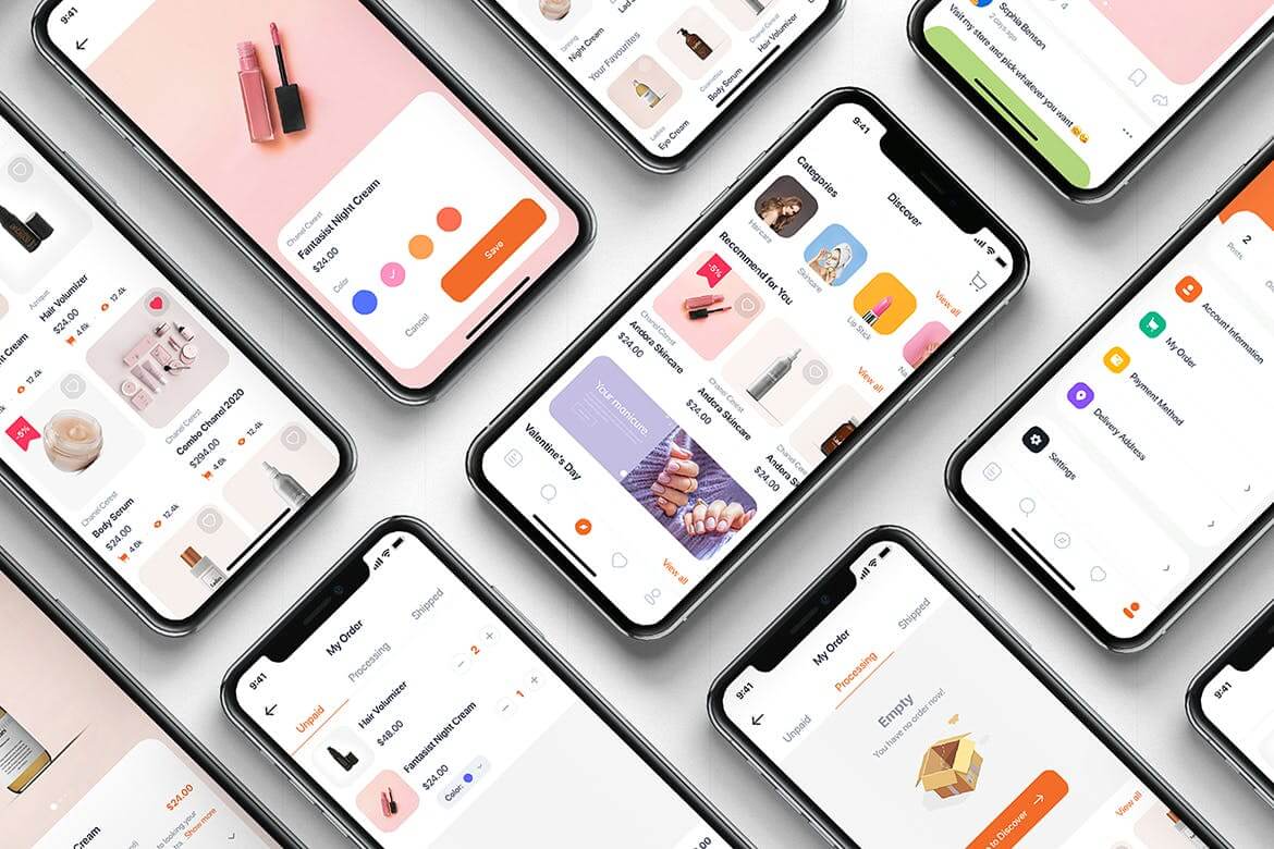 33个时尚美容主题APP UI界面素材