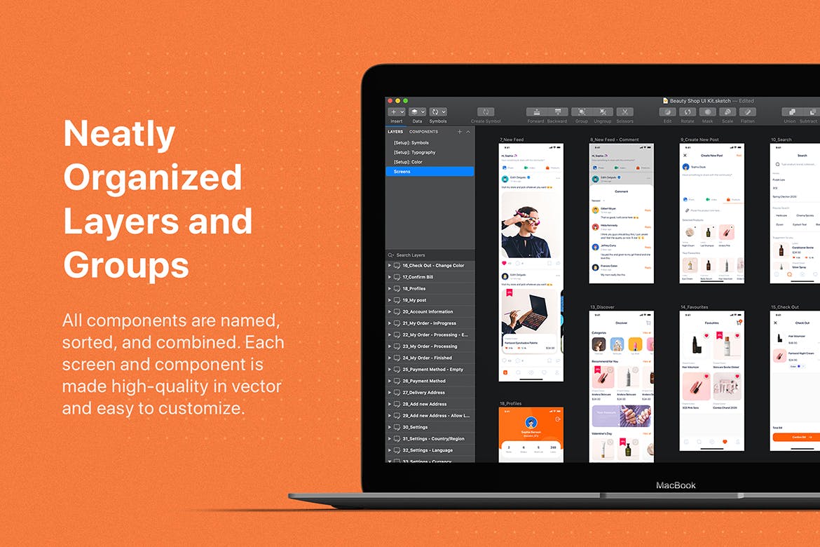 33个时尚美容主题APP UI界面素材
