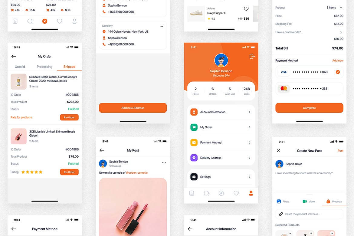 33个时尚美容主题APP UI界面素材