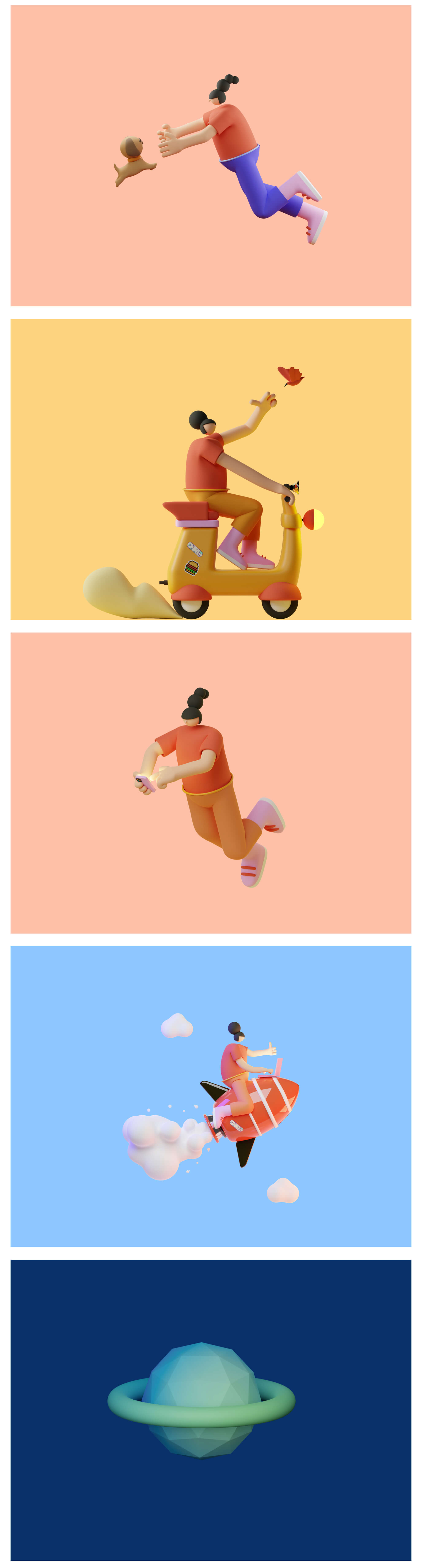 3D手工卡通插画风格素材（Figma格式）