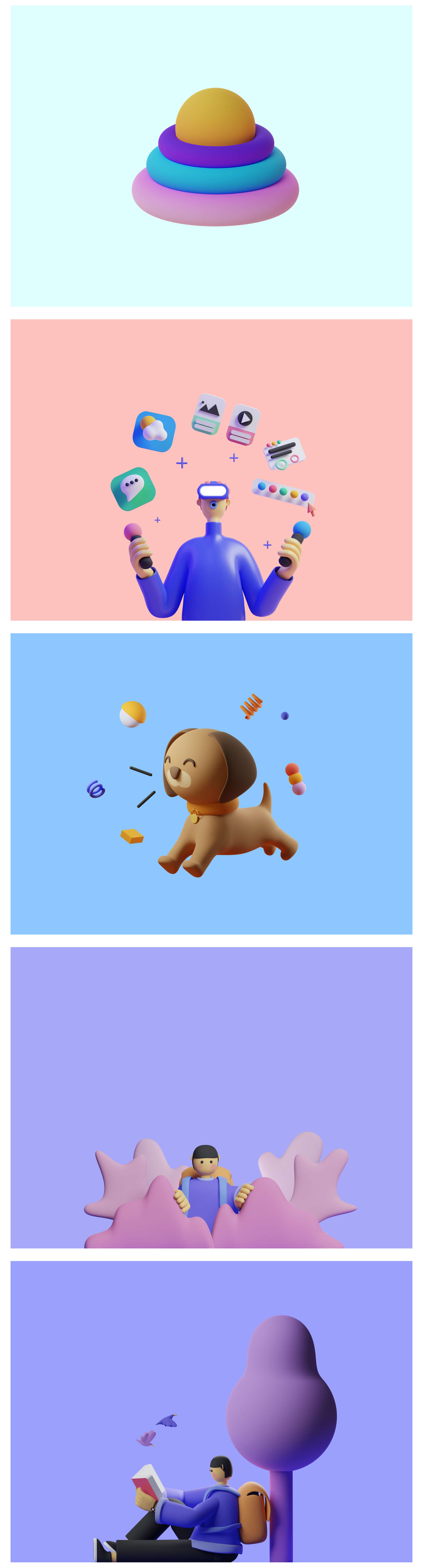 3D手工卡通插画风格素材（Figma格式）