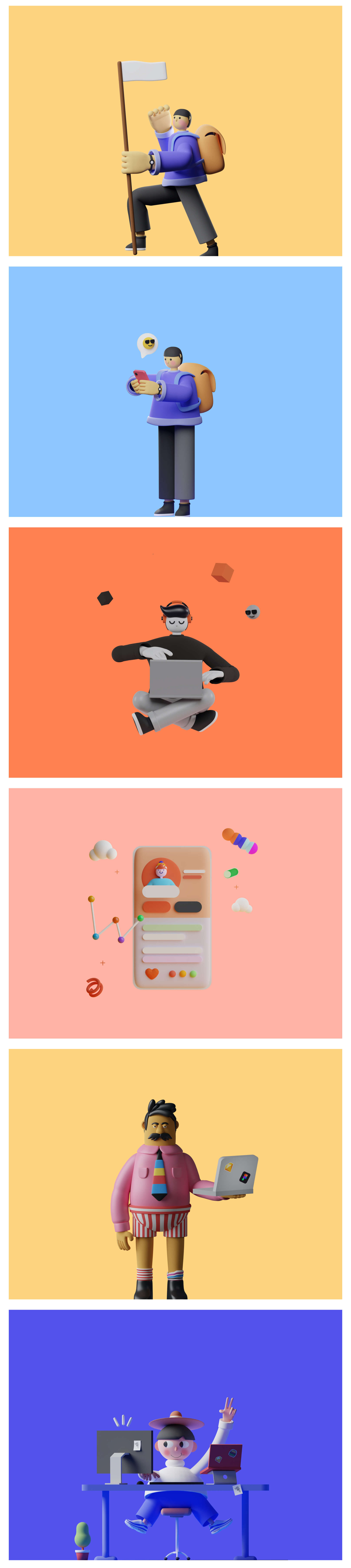 3D手工卡通插画风格素材（Figma格式）