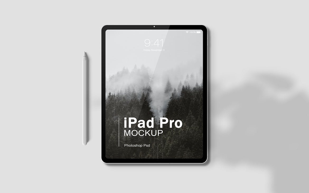 iPad Pro正面完美角度场景PSD样机素材