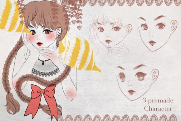 漫画人物头像Procreate笔刷素材