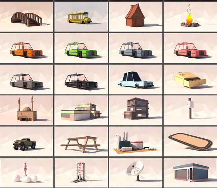 多边形模型做起来耗时间？用这83个C4D模型快速出场景吧