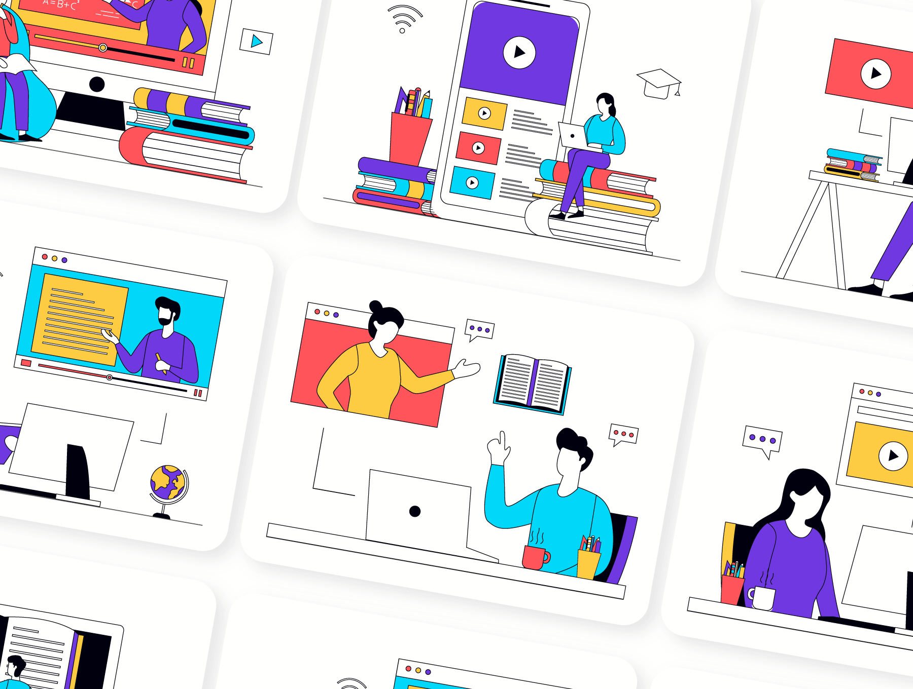 9个在线教育插画风格素材包