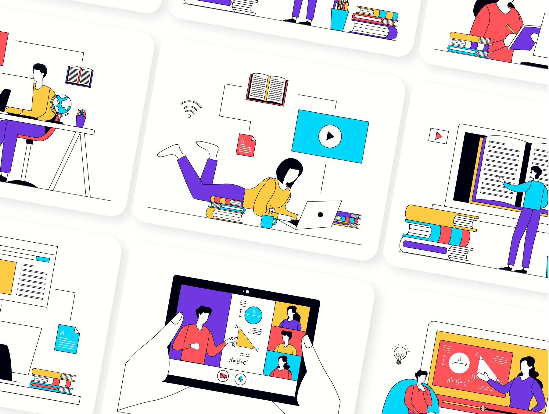 9个在线教育插画风格素材包