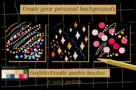 闪闪发光的新年主题Procreate印章笔刷