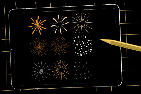 闪闪发光的新年主题Procreate印章笔刷
