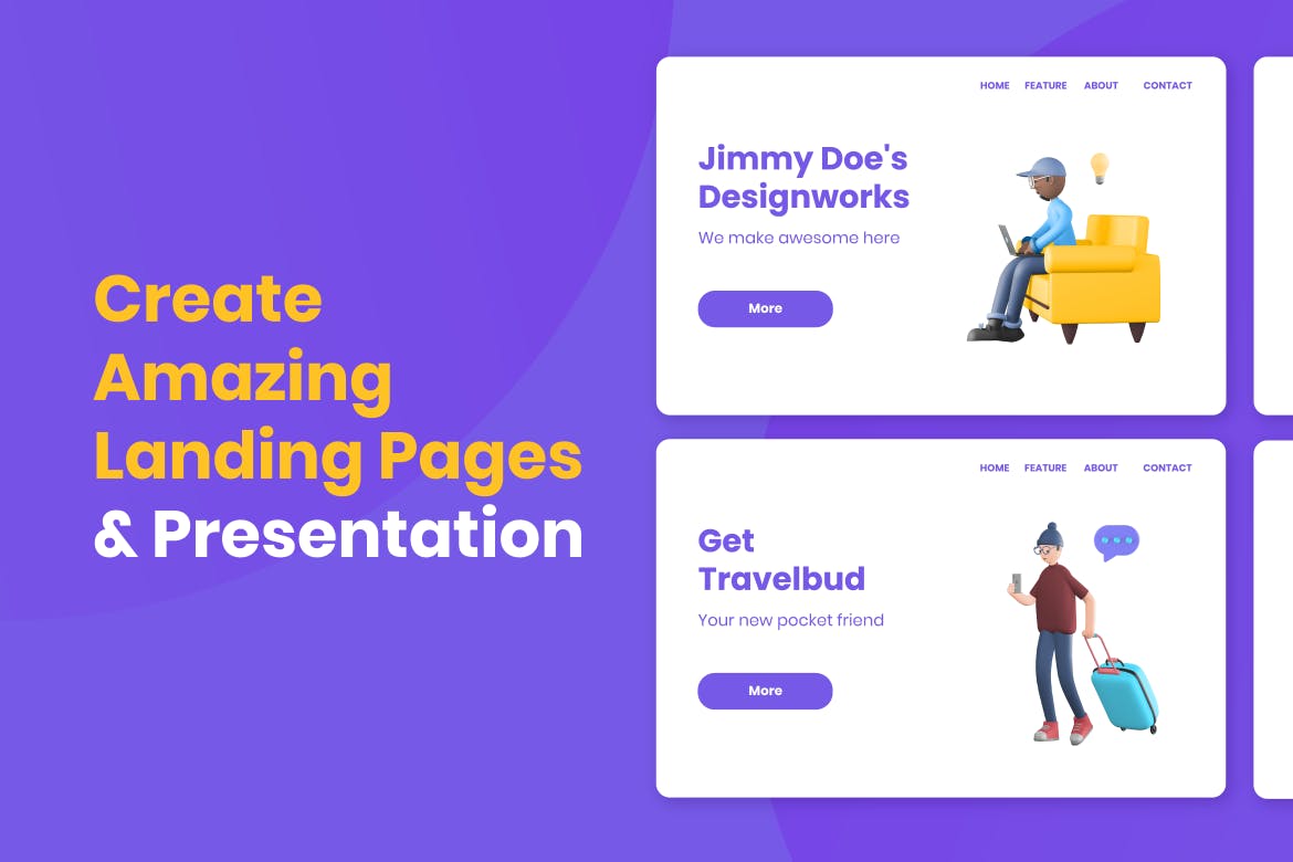 高端时尚C4D立体人物插画素材模型合集