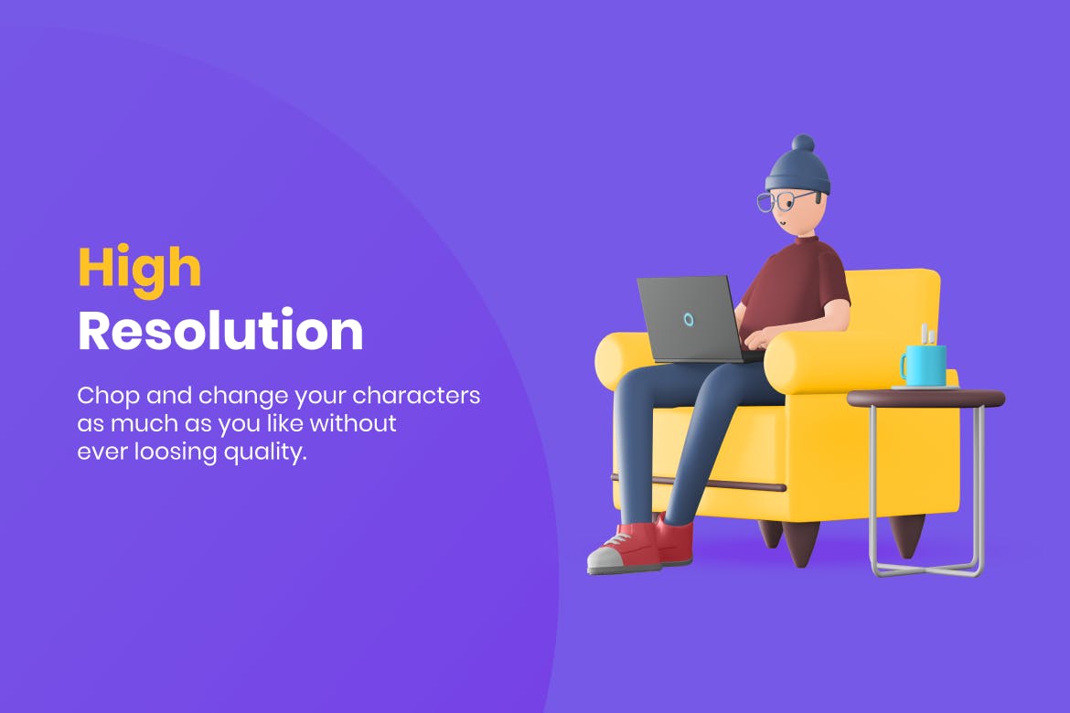 高端时尚C4D立体人物插画素材模型合集