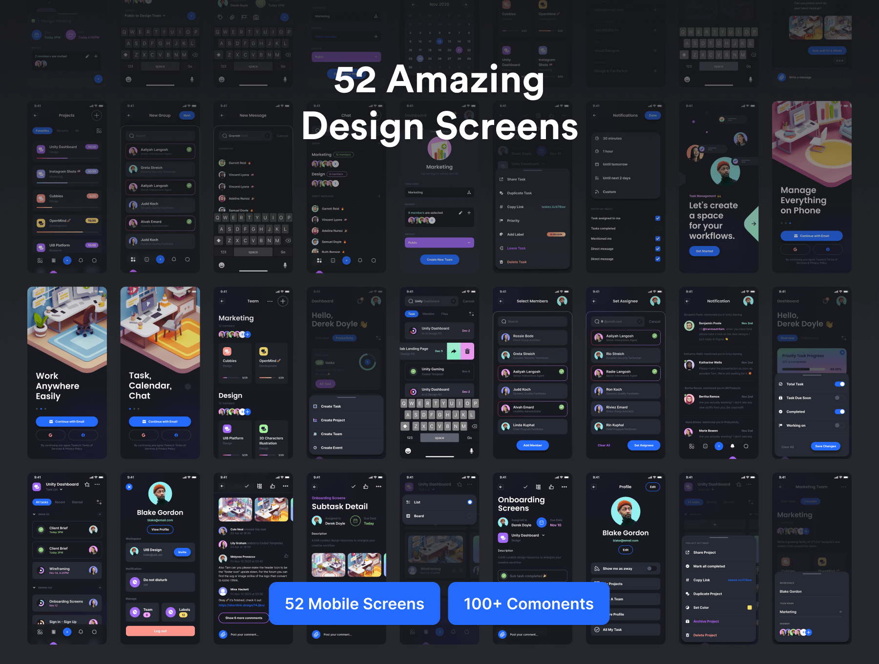 精品UI素材：一套细节完美的深色暗黑风格APP UI素材包
