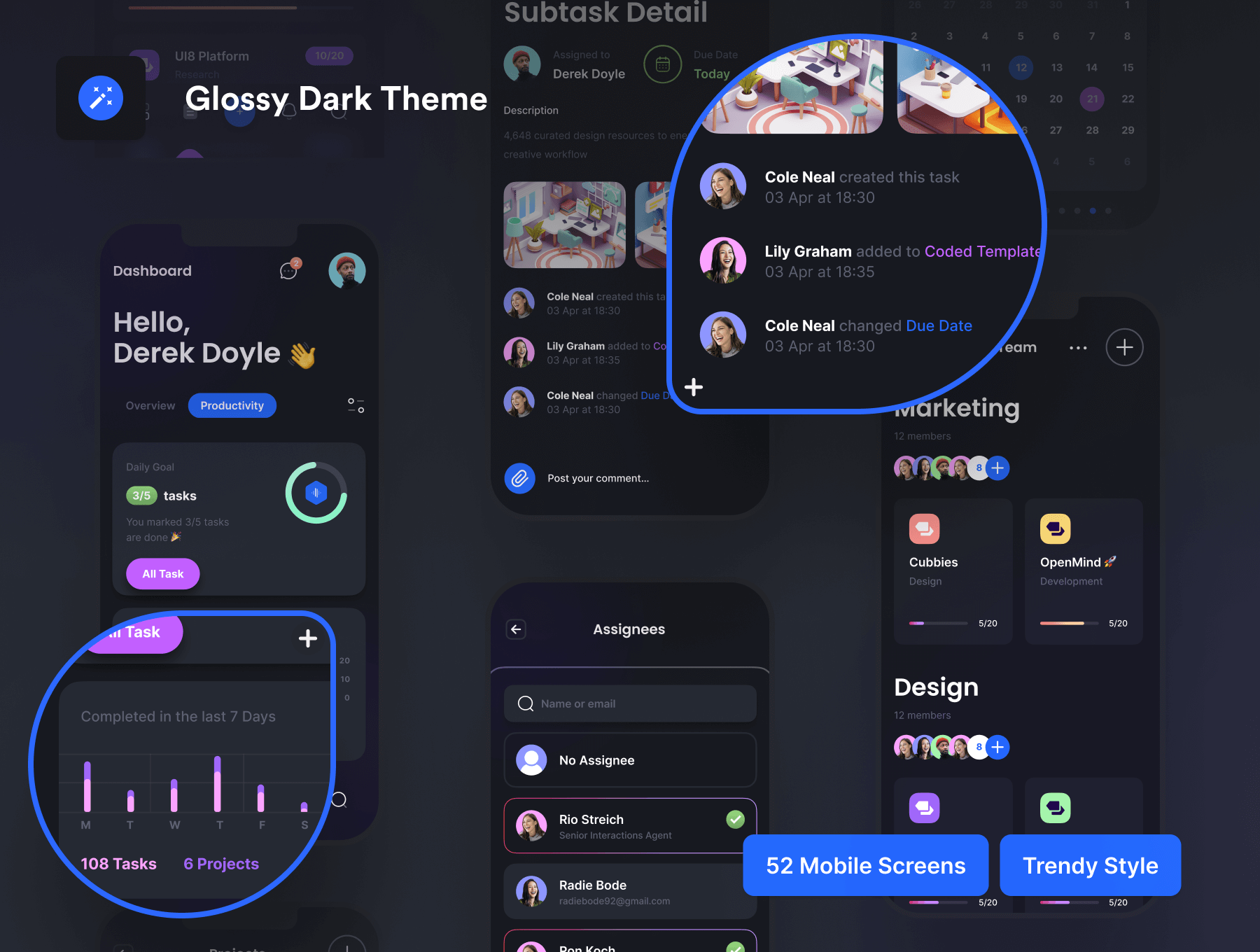 精品UI素材：一套细节完美的深色暗黑风格APP UI素材包
