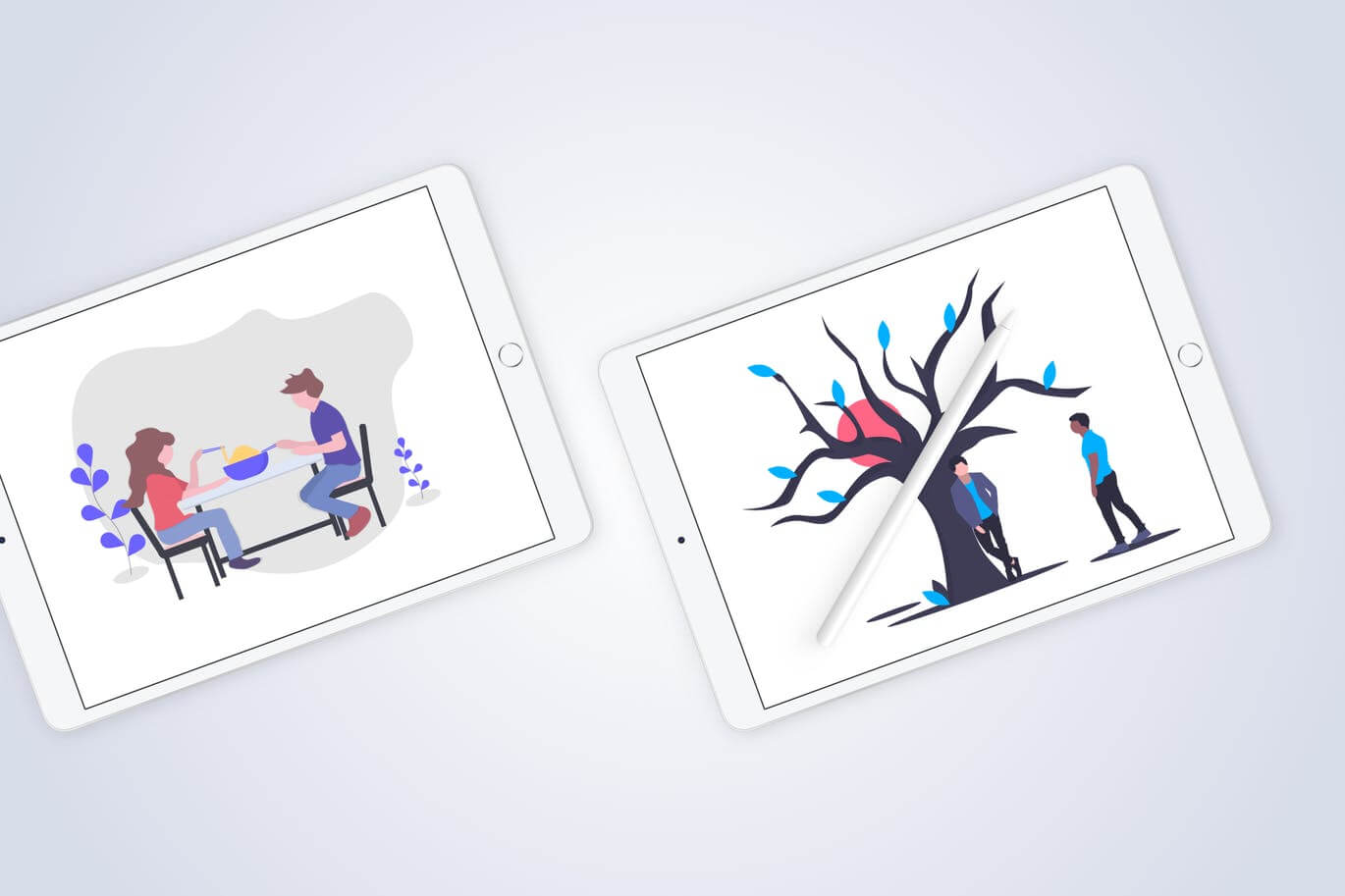 3个Apple Pencil和iPad APP UI场景PSD样机素材