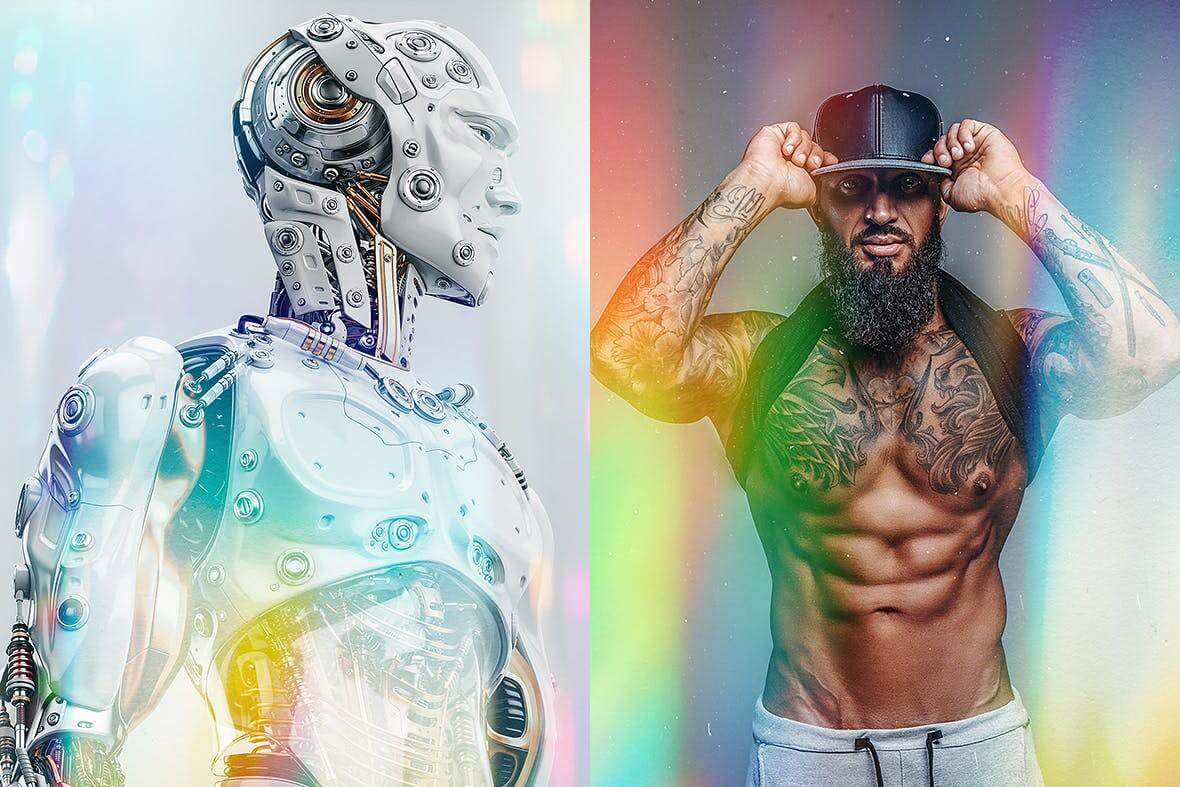 11个时尚高端绚丽炫光棱镜效果PS动作素材