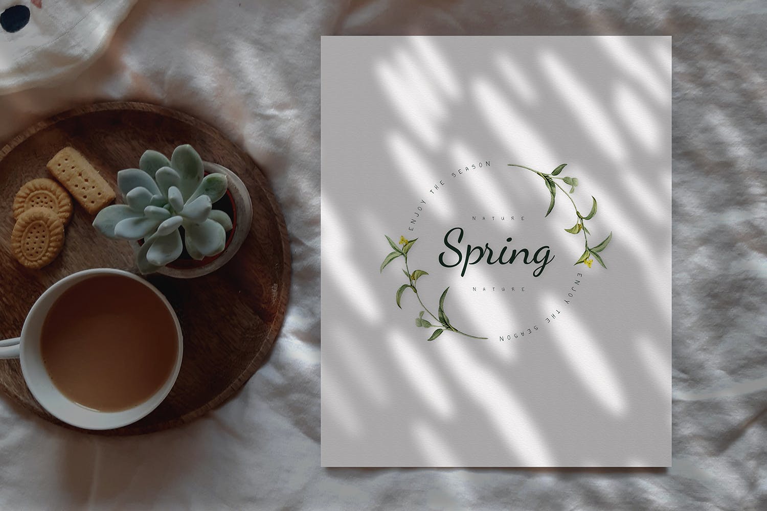 春天场景LOGO设计PSD样机素材合计