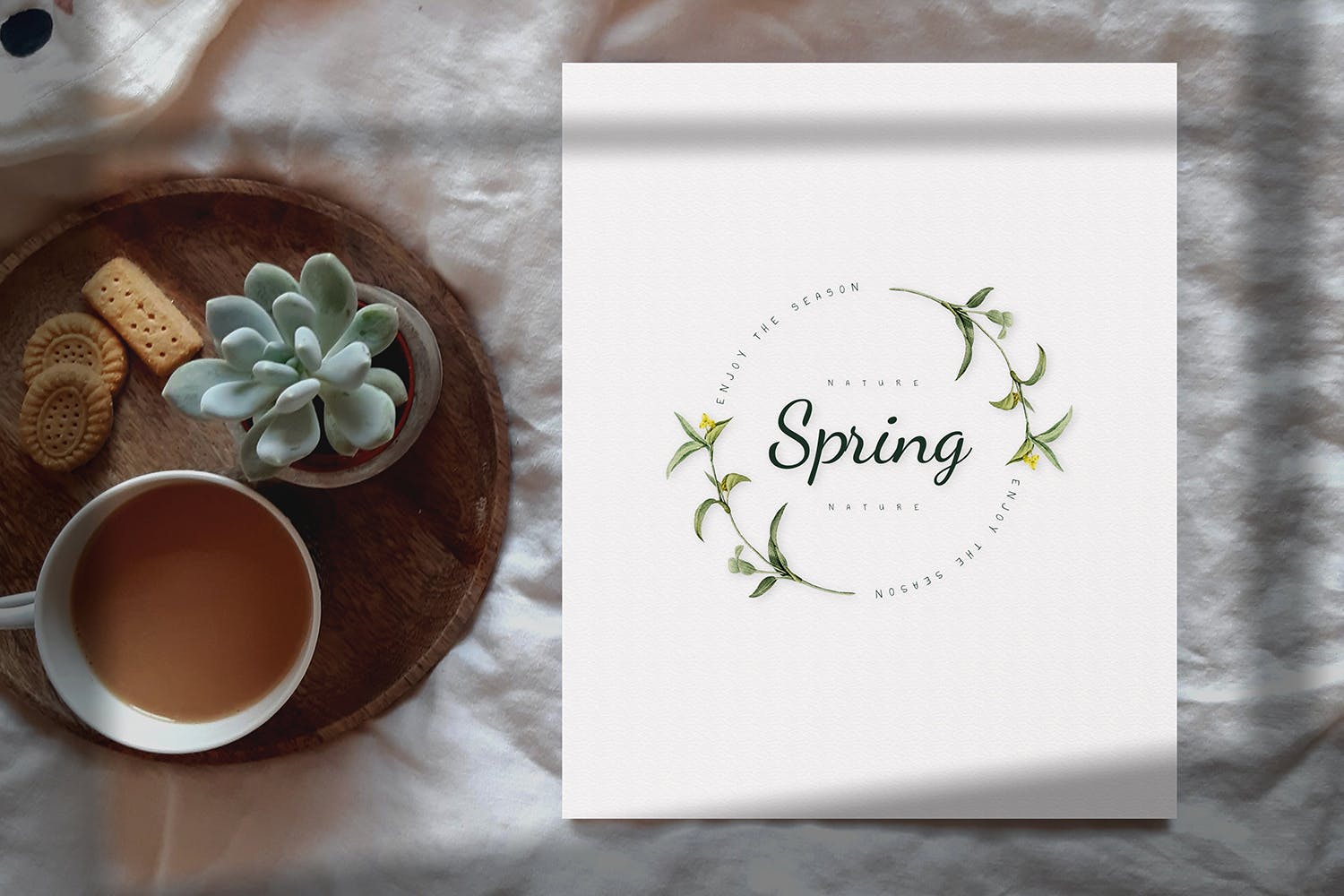 春天场景LOGO设计PSD样机素材合计