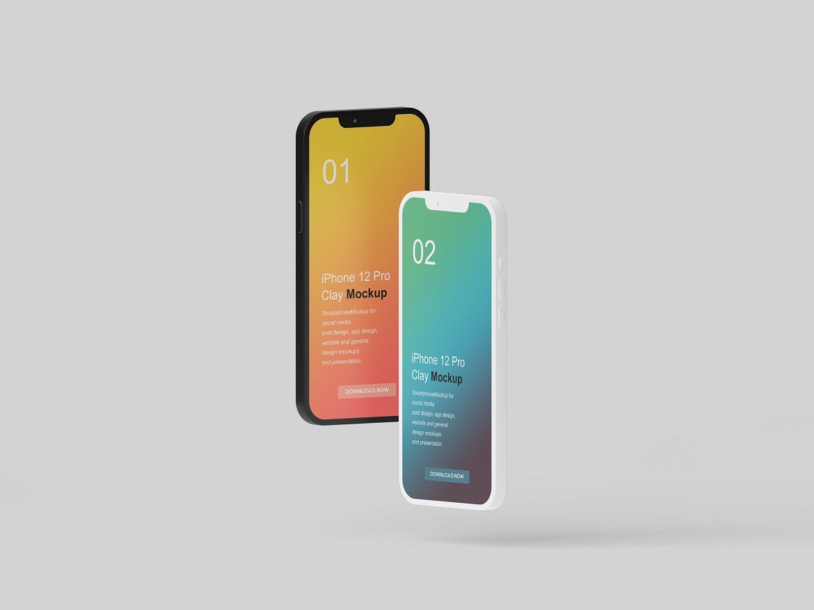 一套简洁的iPhone 12 Pro手机UI样机PSD素材