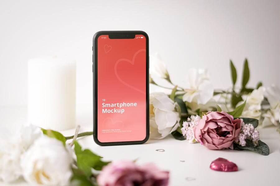 10个情人节场景元素iPhone手机样机PSD素材下载
